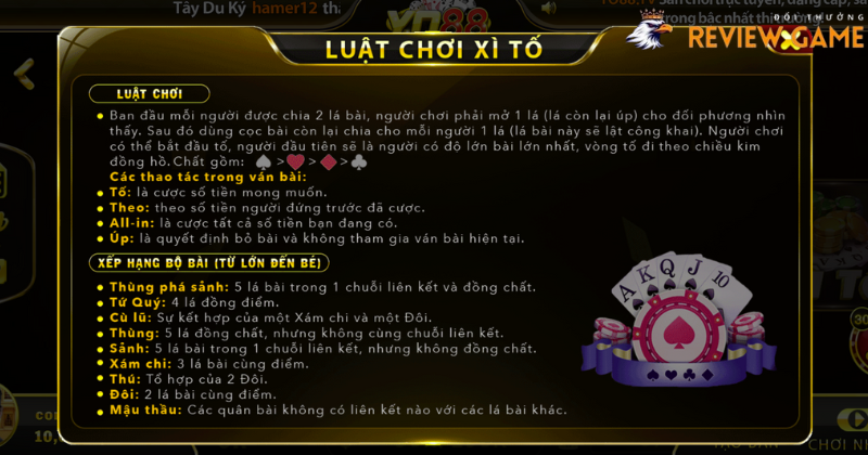 Luật chơi Xì tố Yo88